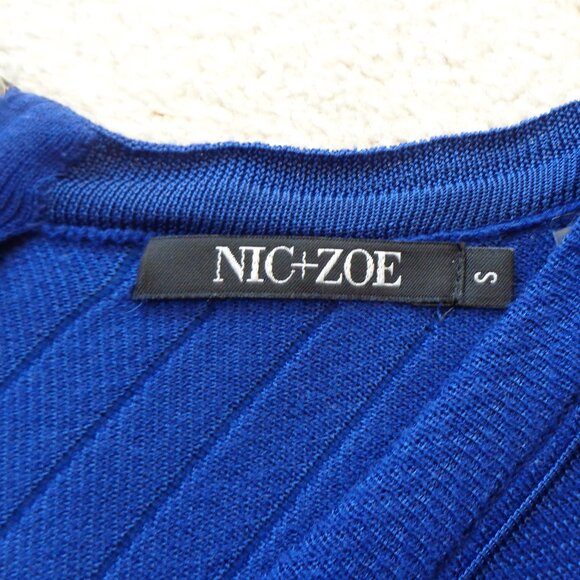 New! NIC+ZOE Women's Navy Twirl Knit Sleeveless Fit Flare Dress‎ Size S - Picture 4 of 8